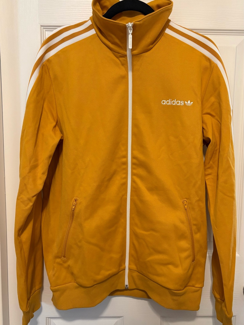adidas Mustard Yellow Lightweight Track Jacket with White Stripes
